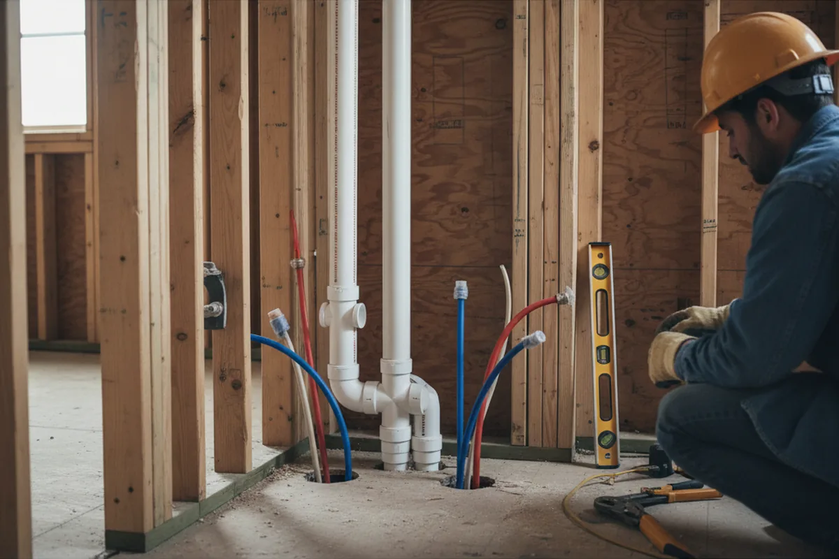 Drain and supply rough-in during Drain Cleaning in Walters