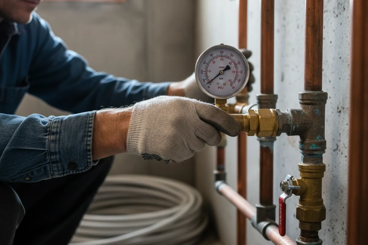 Pressure testing a repaired line during Water Line Repair in Walters